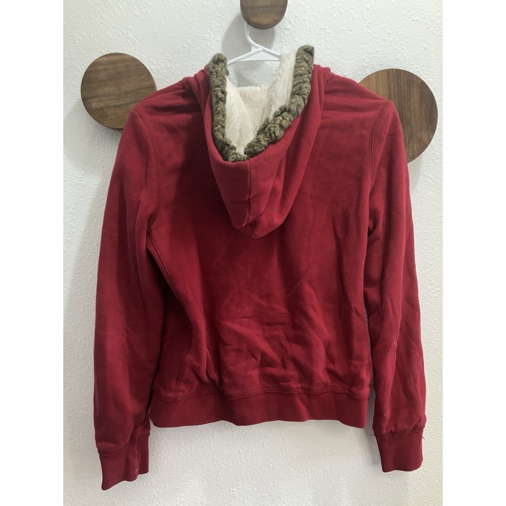 Y2k Vintage Aeropostale New York City Red Zip Up Faux Fur Hoodie Size Large - Picture 9 of 12
